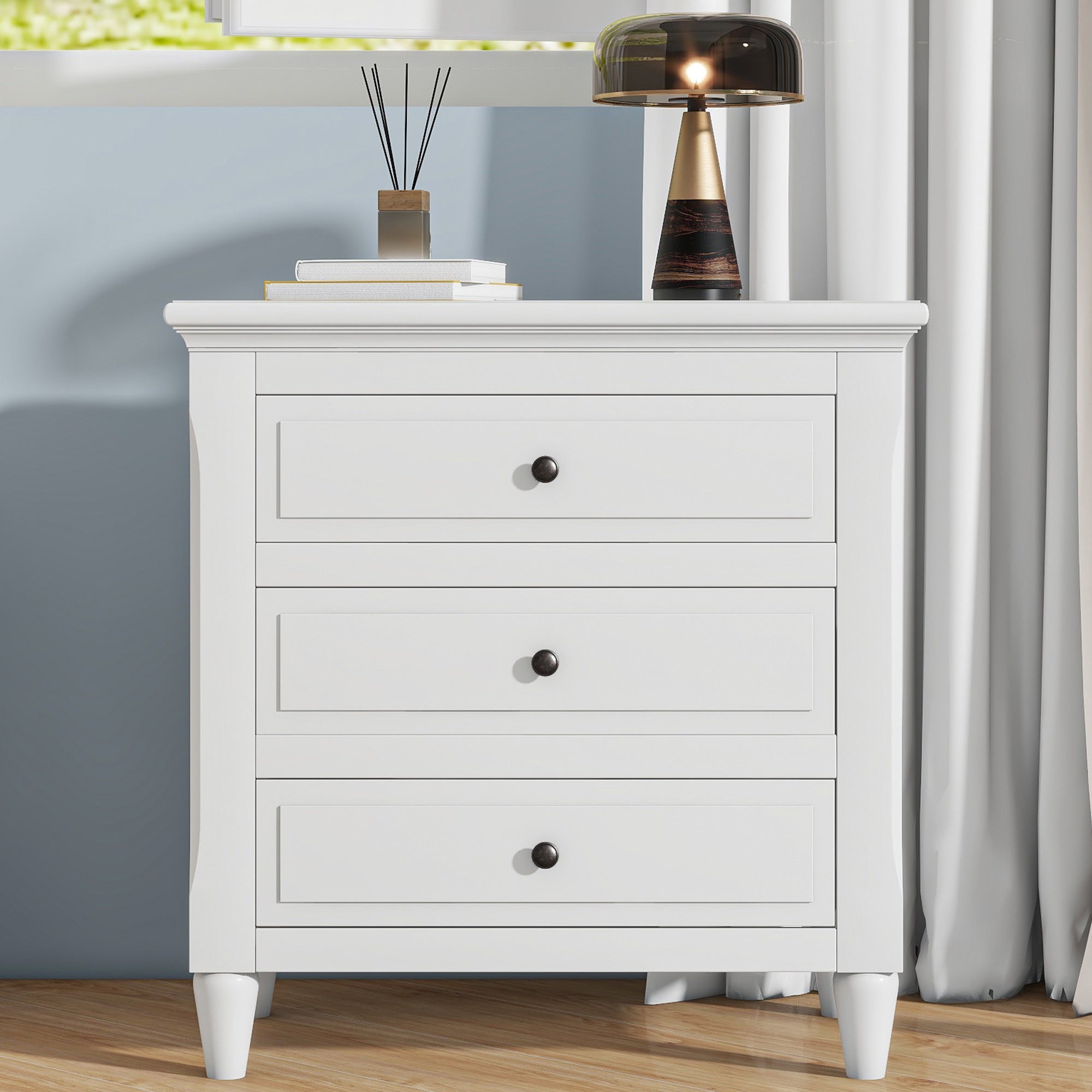 U_STYLE 28" 3-Drawer Nightstand - Bedside & Sofa Side Table