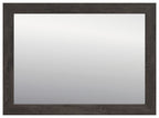Charcoal wood-look rectangular bedroom mirror with dark frame and clear glass