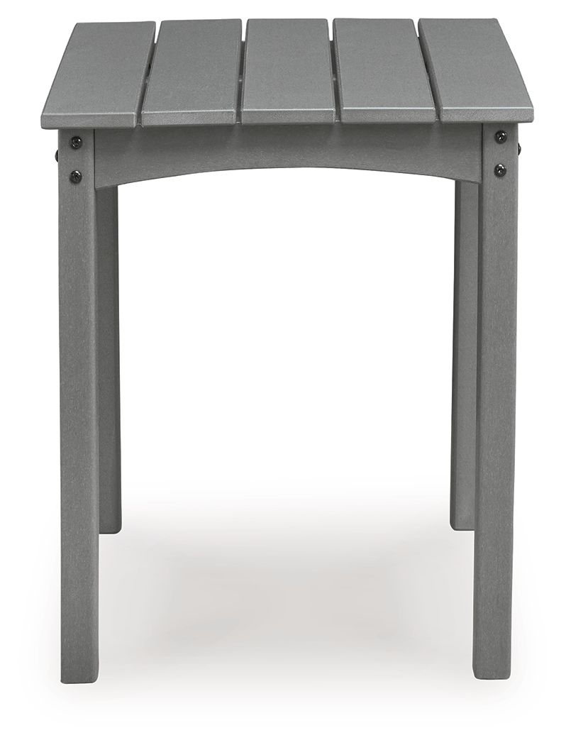 Cove Beach gray square end table with curved apron and panel top