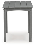 Cove Beach gray square end table with curved apron and panel top