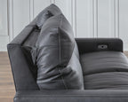 Dark gray power recliner sectional armrest with adjustable headrest control button