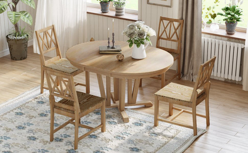 Rustic 5-Piece Round Dining Set