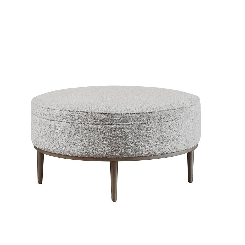 Harriet Upholstered Round Cocktail Ottoman With Metal Base 34" Dia