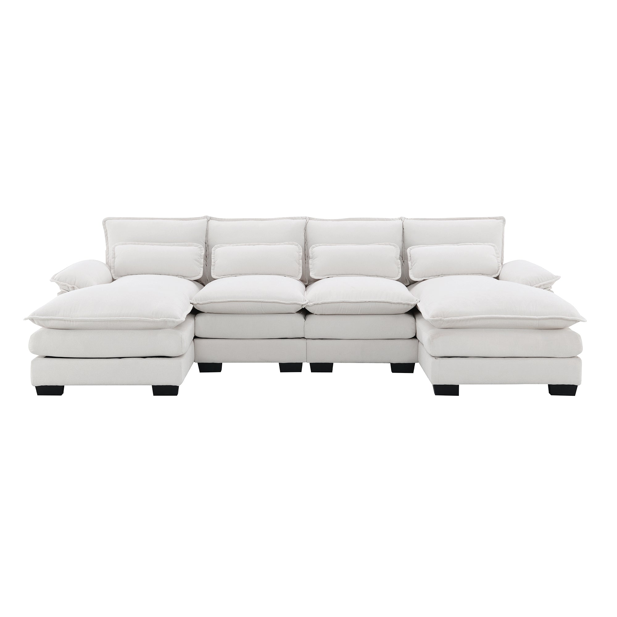 109.8*55.9" Modern U-shaped Sectional Sofa with Waist Pillows - 6-seat Upholstered Symmetrical Sofa Furniture - Sleeper Sofa Couch with Chaise Lounge for Living Room, Apartment
