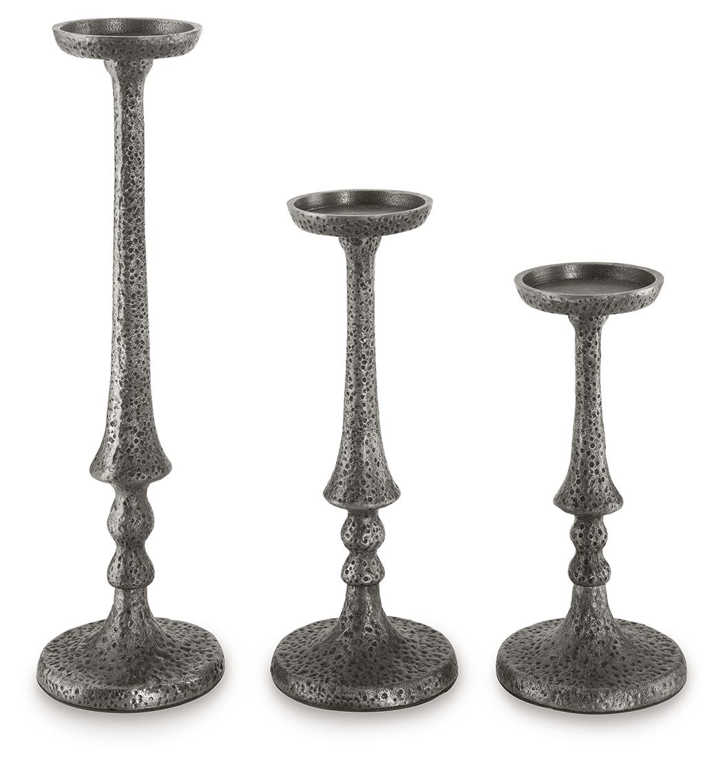 Eravell  Pewter Finish  Candle Holder Set (Set of 3)