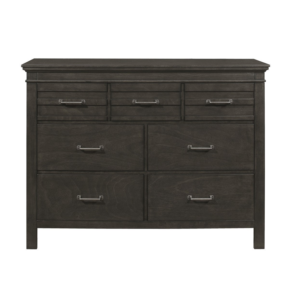 Charcoal Gray 7-Drawer Transitional Dresser Wood Bedroom