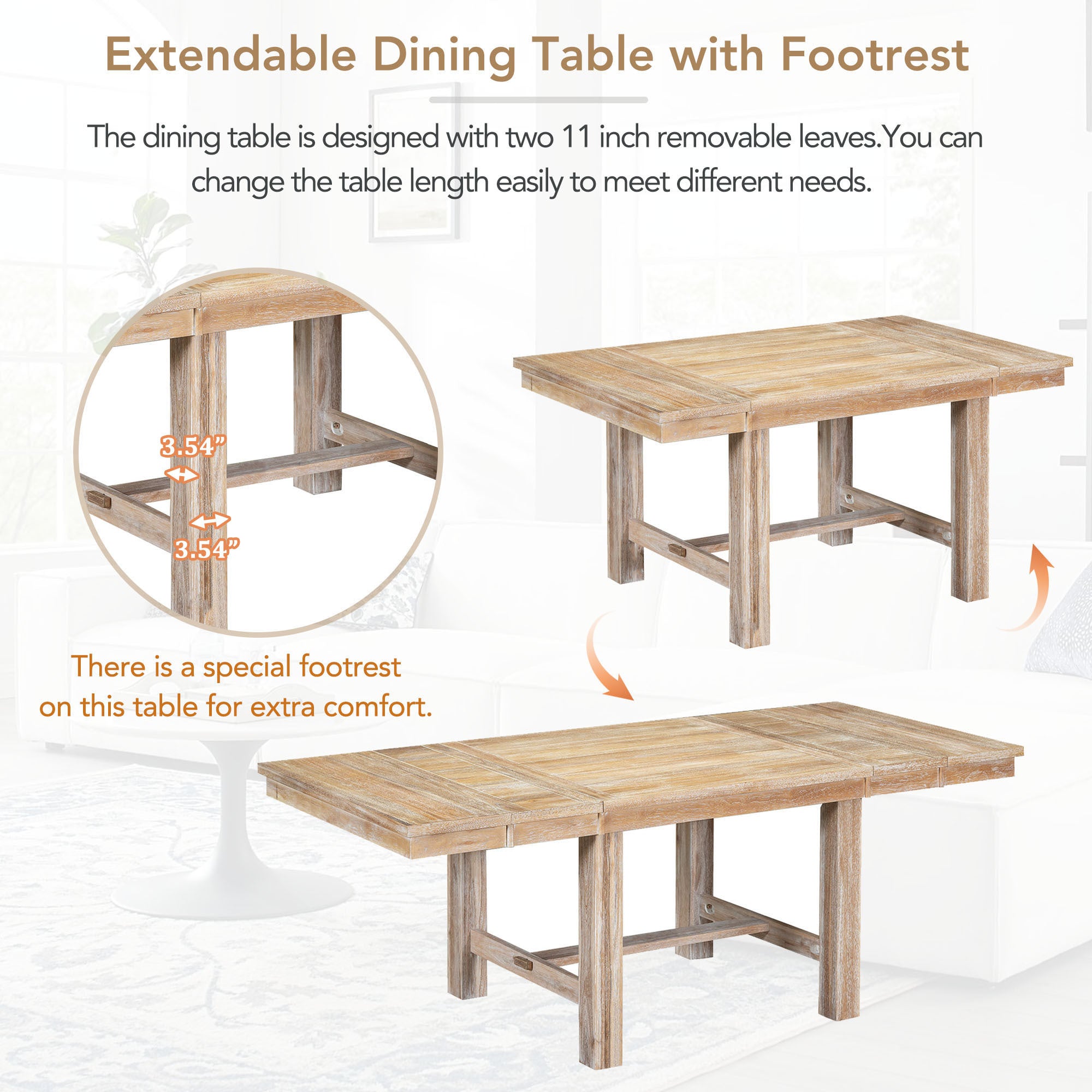 82" Farmhouse Dining Table Set, 6-Piece