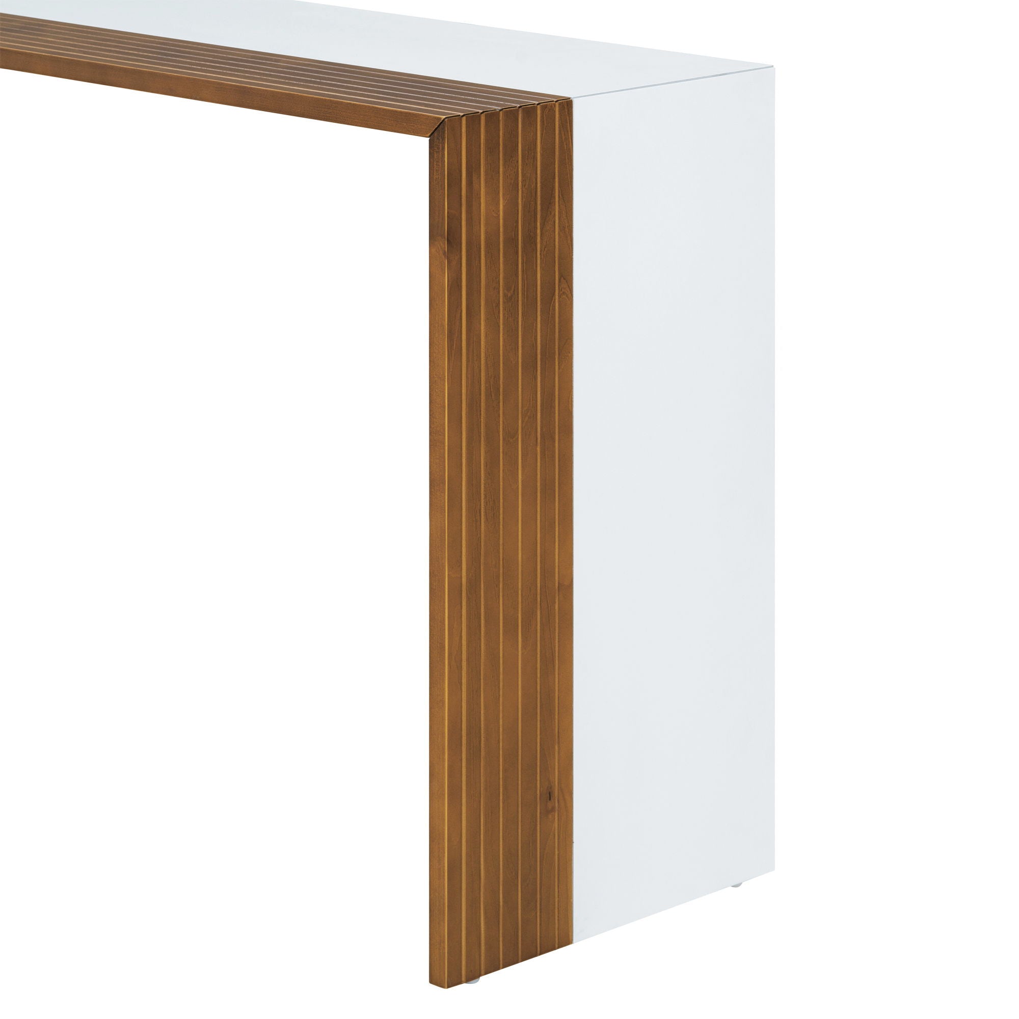 Trexm Color-Blocked Modern Minimalist Style Consoletable For Entrance, Hallwayand Living Room (White And Brown)