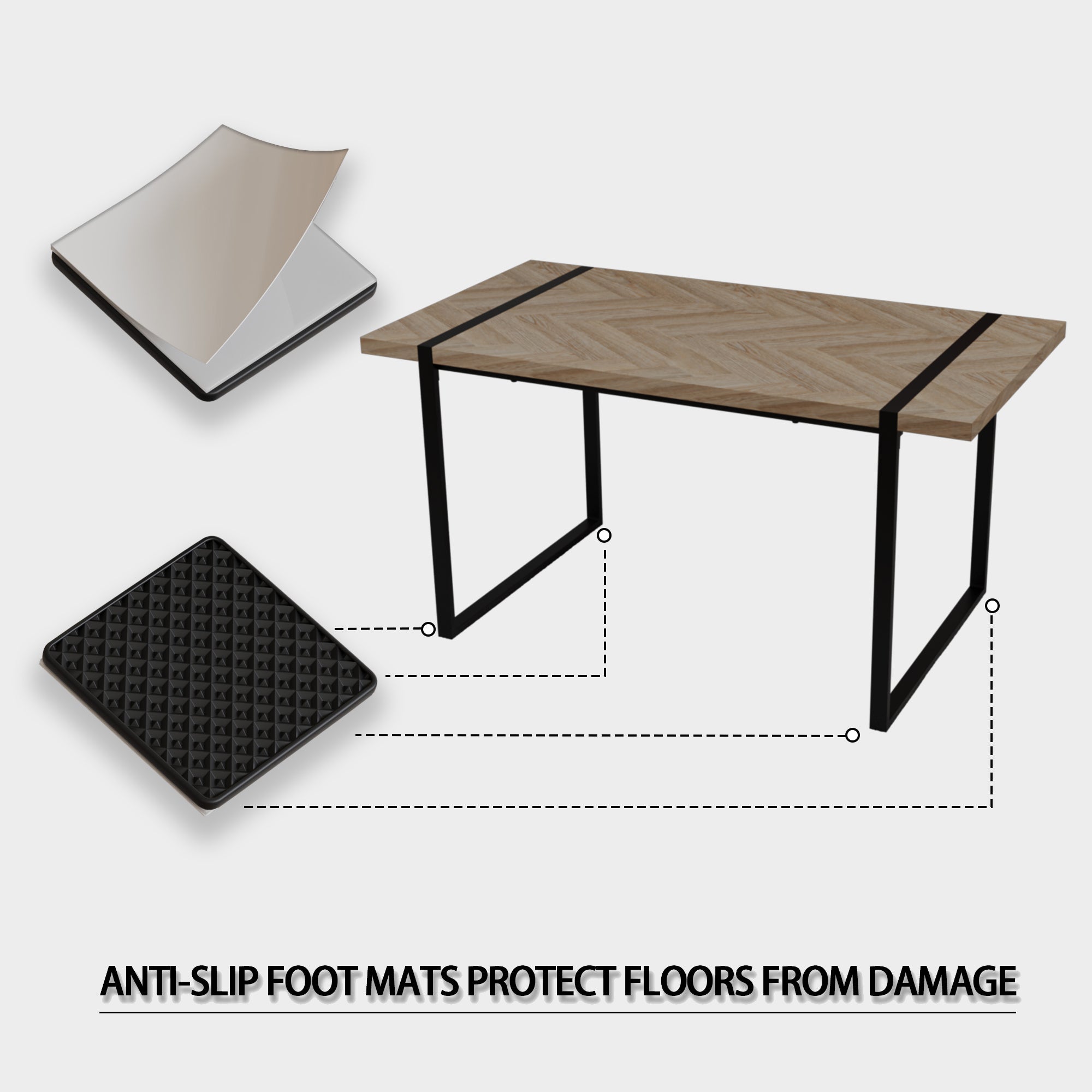 59" Dining Table Set, 4-Piece Industrial Kitchen Table