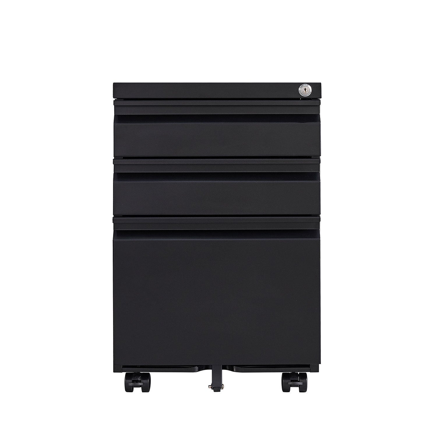 3-Drawer Mobile File Cabinet with Lock | Office Storage Filing Cabinet for Legal/Letter Size | Pre-Assembled Metal File Cabinet Except Wheels | Under Desk | Black