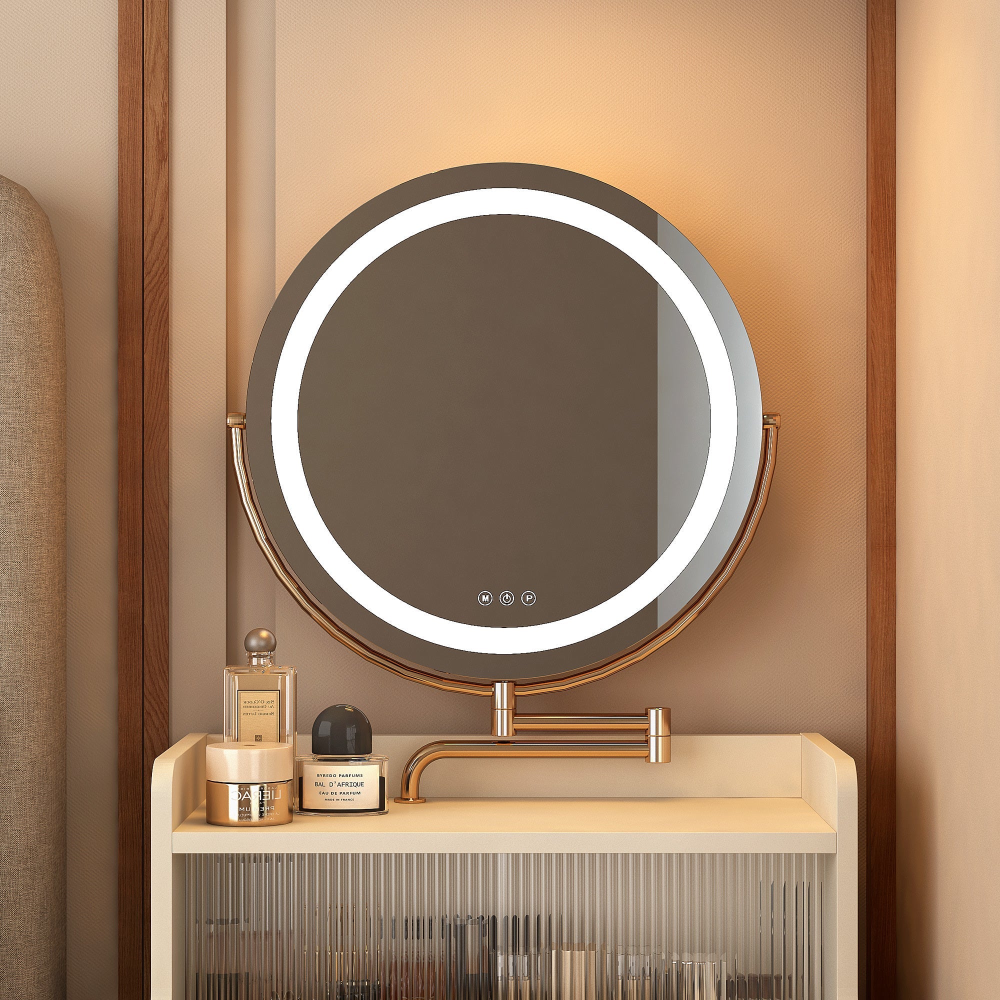 3-in-1 Vanity Desk with Mirror & Light-American Furniture Outlet