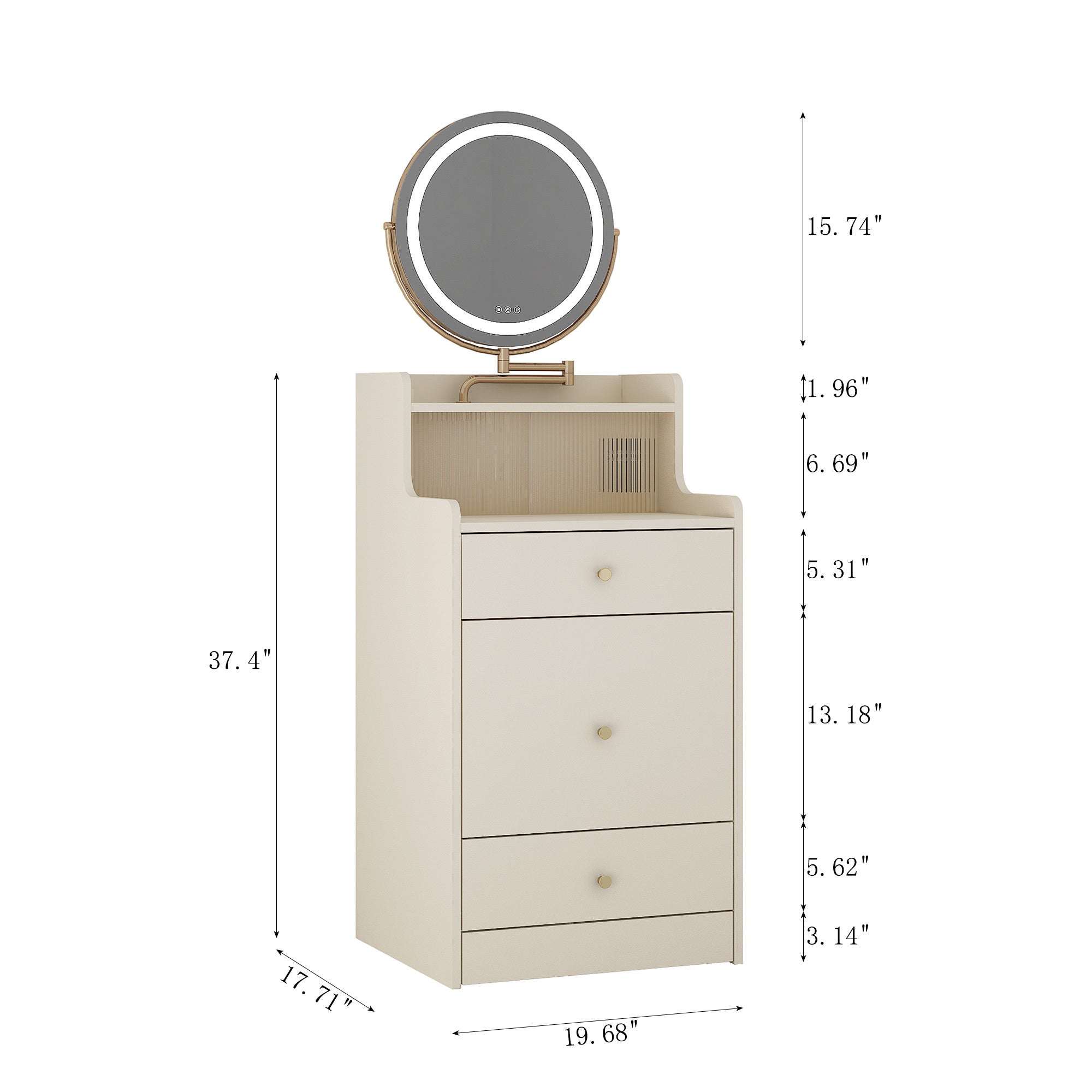 3-in-1 Vanity Desk with Mirror & Light-American Furniture Outlet