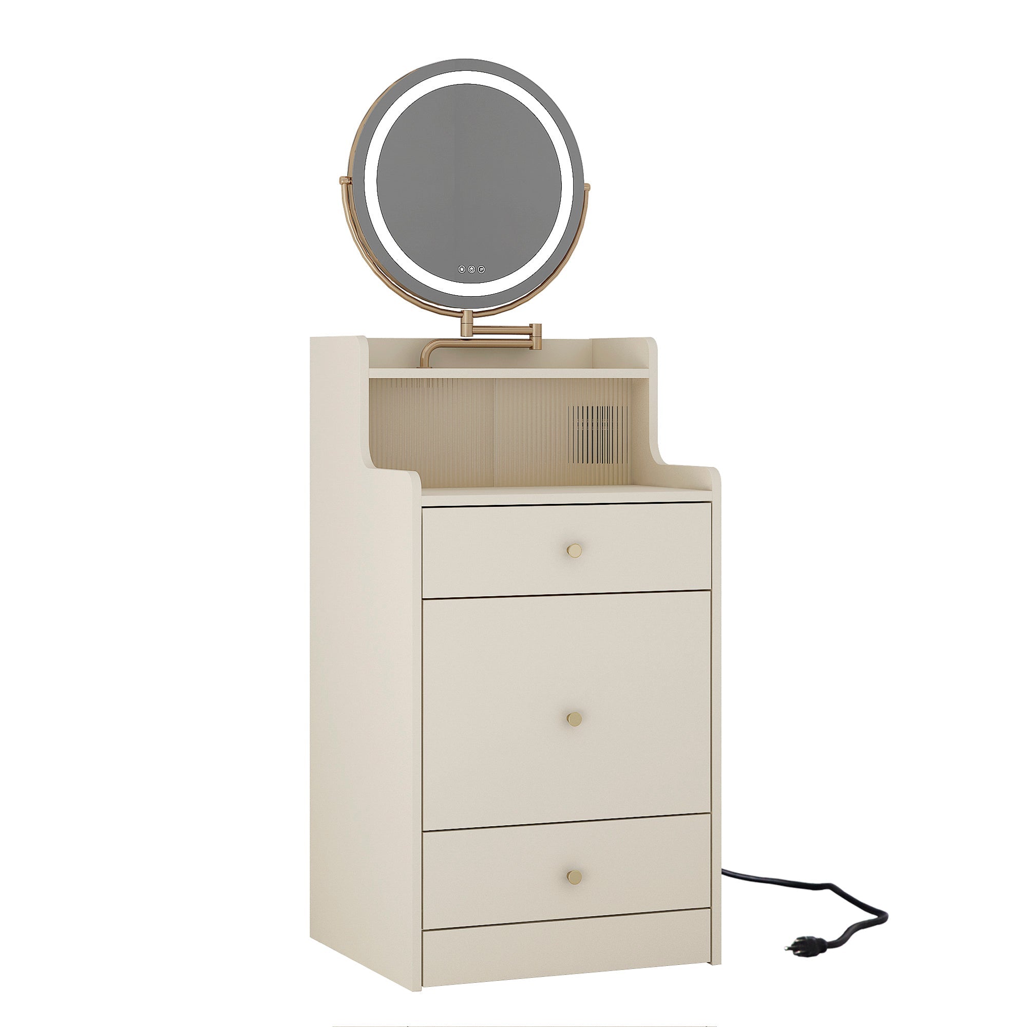 3-in-1 Vanity Desk with Mirror & Light-American Furniture Outlet