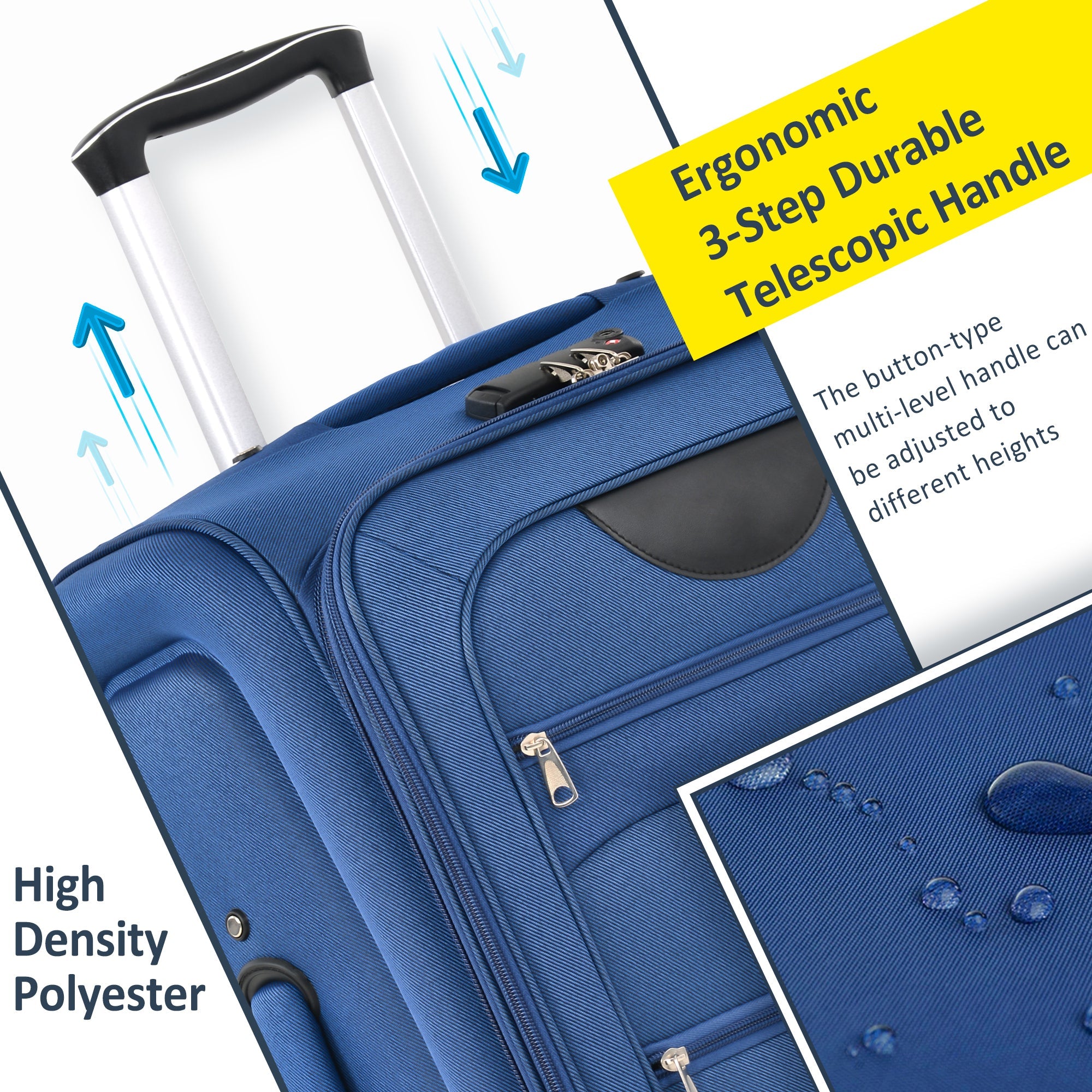 3-Piece Softside Luggage Set: Expandable, Lightweight Spinner Blue