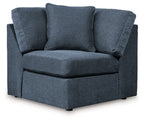 Modmax ink wedge sectional seat with upholstered arms and square front base, blue