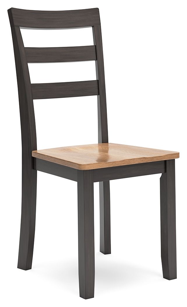 Dining side chair set of 2 with dark brown frame and light wood seat
