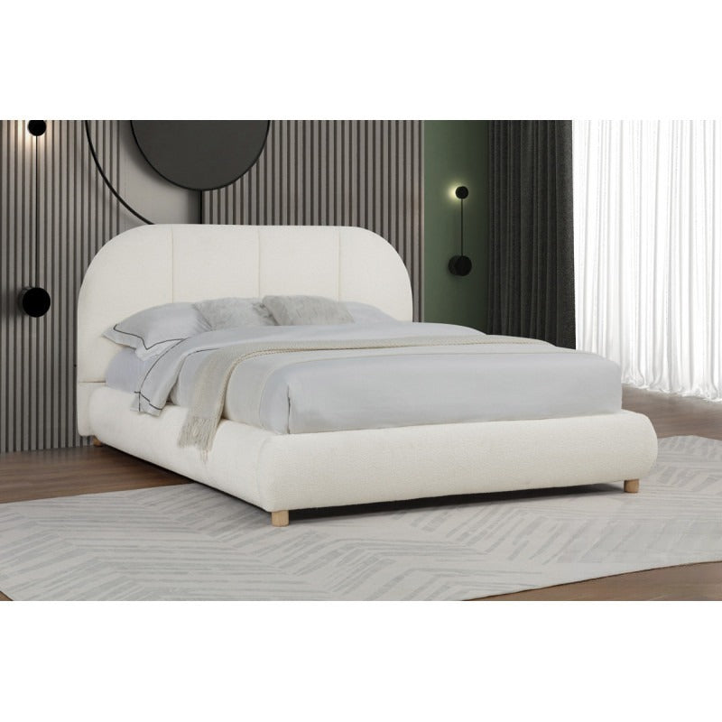 Modern Ivory Soft Burlap Queen Upholstered Platform Bed Frame - 70 Chars