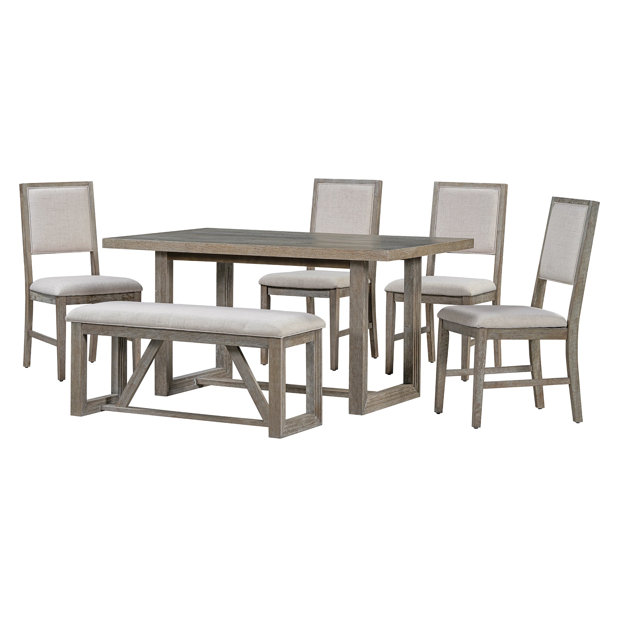 6-Pc Retro Dining Set Gray