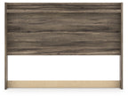 Dark brown panel headboard with horizontal slat panels and open center