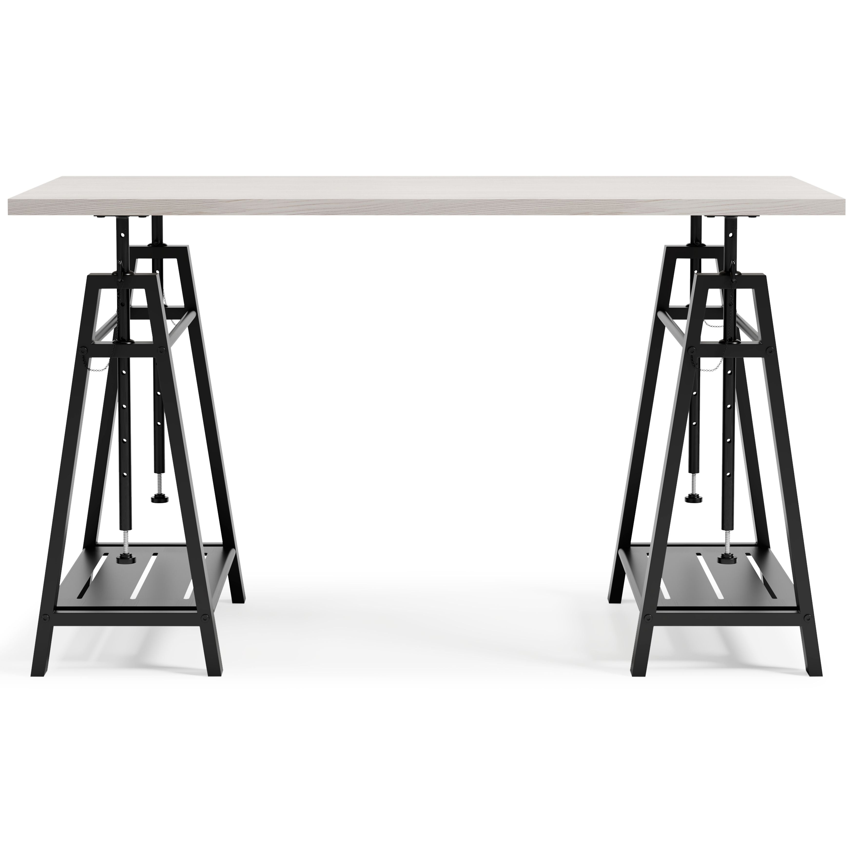 Bayflynn - White / Black - Adjustable Height Desk