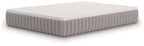 Firm white-top mattress with gray ribbed side profile