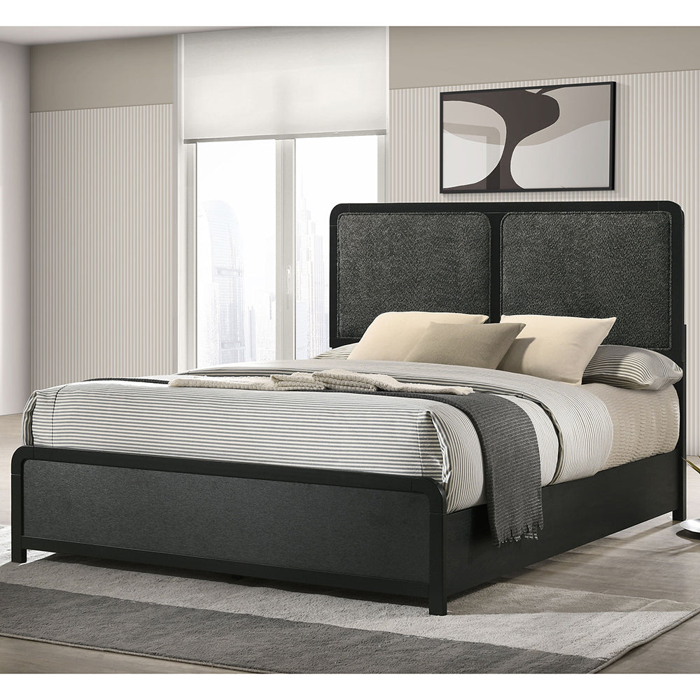 Burton Black Upholstered Queen Bed | Shop Modern Beds Online