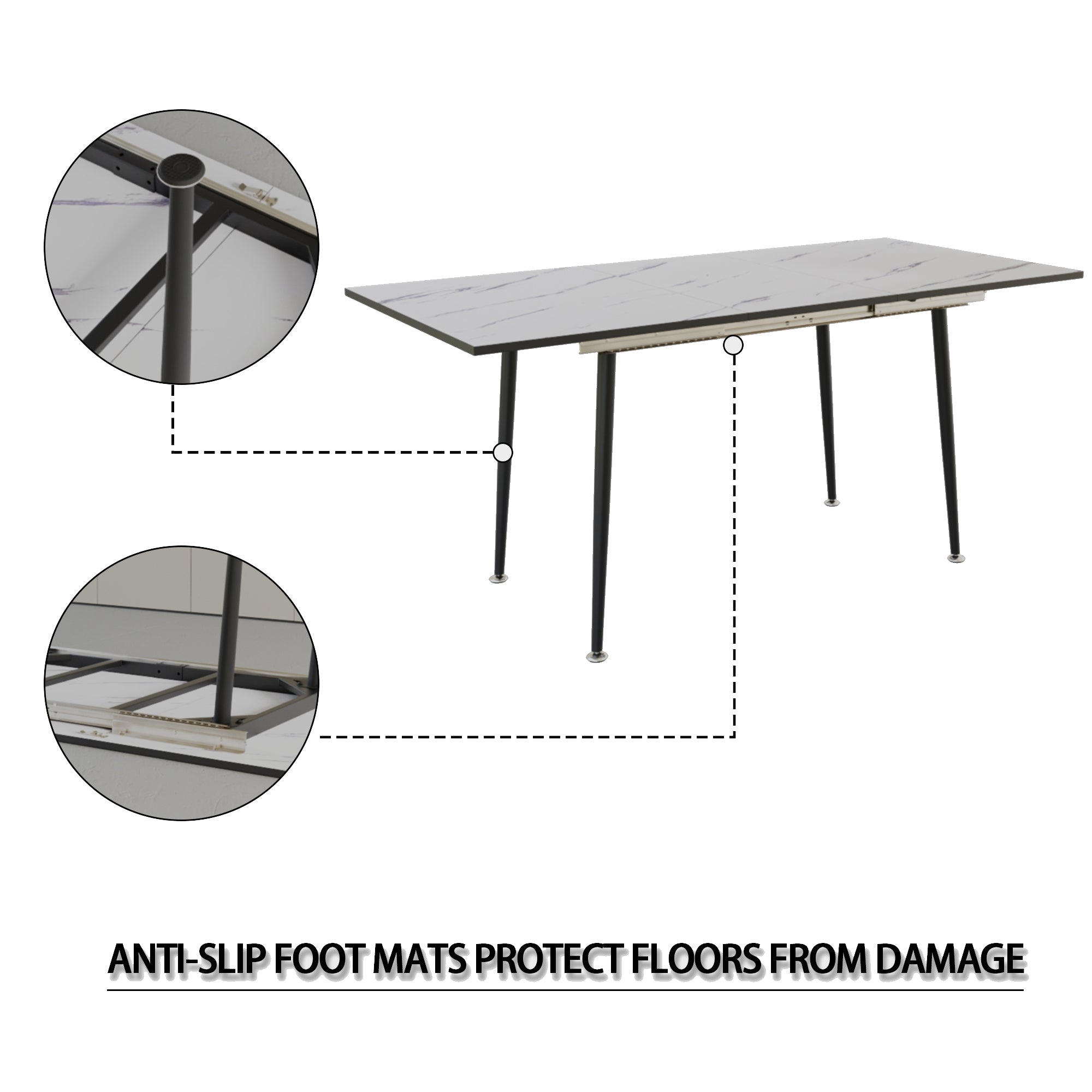 47"-63" Extendable Dining Table Set for 2-6 People