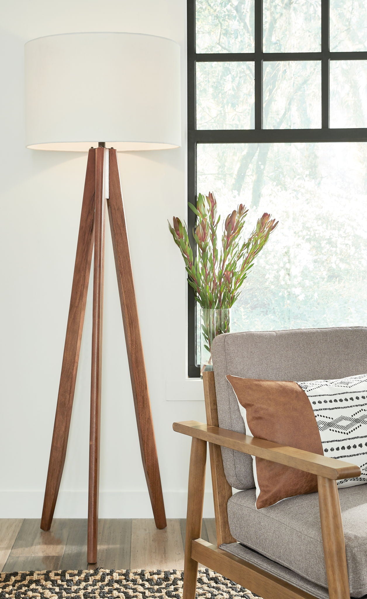 Dallson - Wood Floor Lamp  - Brown