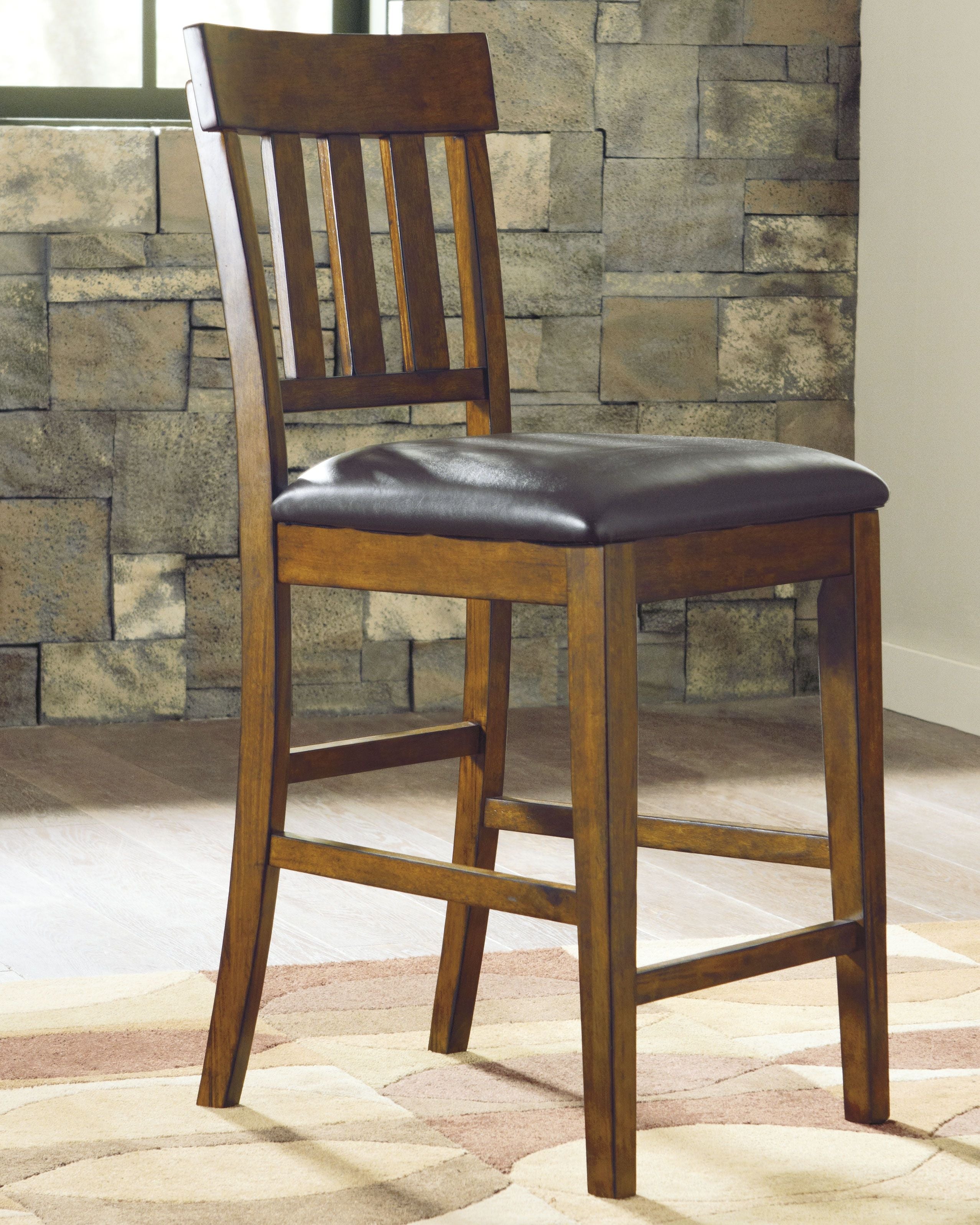 Ralene Medium Brown Upholstered Barstool (Set of 2) - Padded Faux Leather