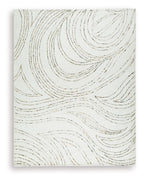 Deenbury rug in off-white with beige and gray swirl line pattern