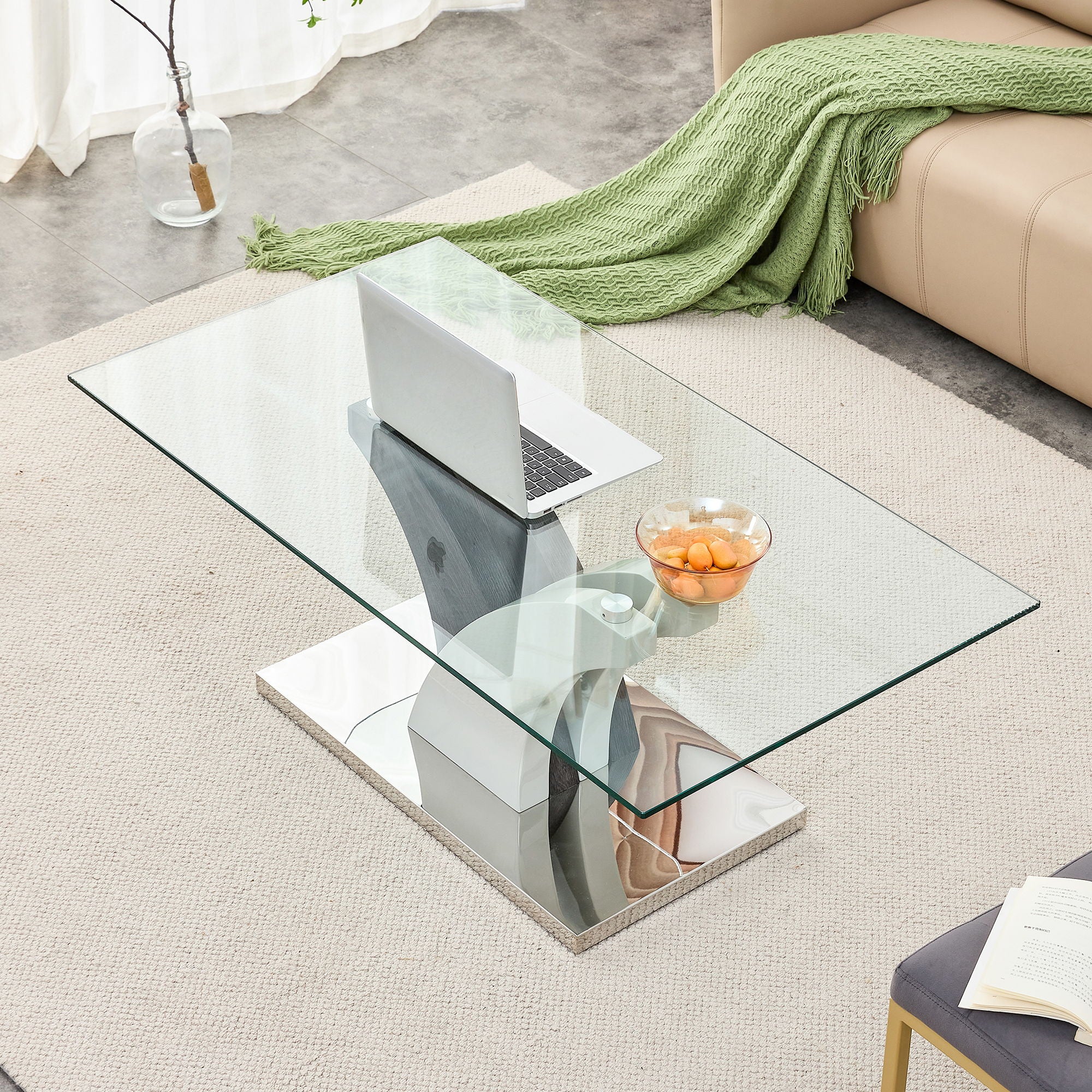 Modern Dining Table, Tea Table, Coffee Table, Tempered Glass Countertop, And Artistic MDF Legs Are Perfect For Hosting Dinners, Conferences, Home, And Office Decorations