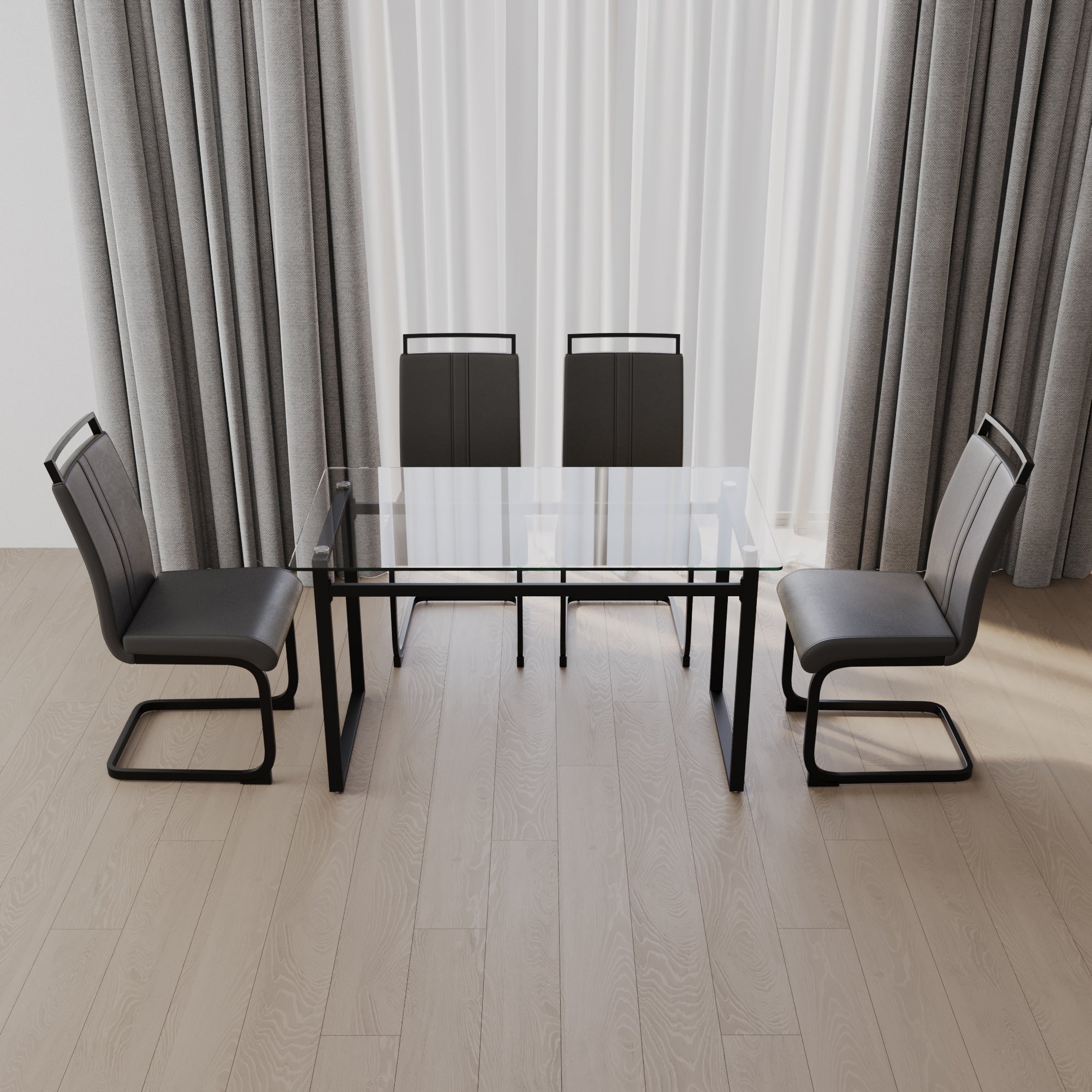 51" Glass Dining Table Set for 4 | Modern Kitchen Table