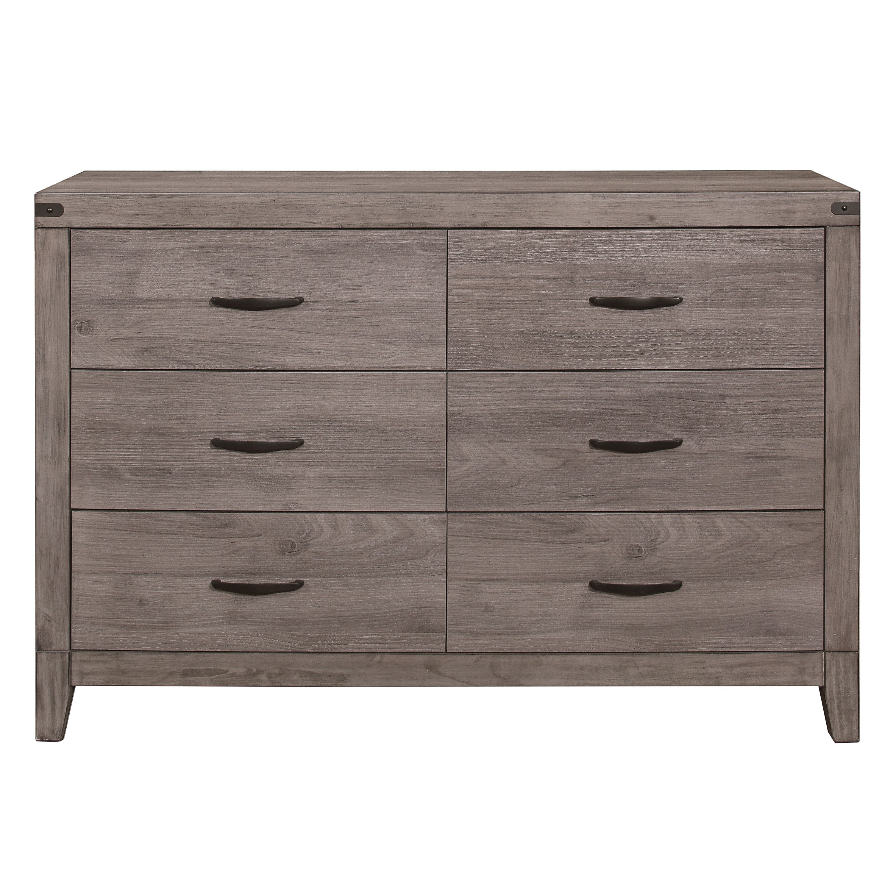 Modern Industrial Brownish Gray 6-Drawer Melamine Dresser