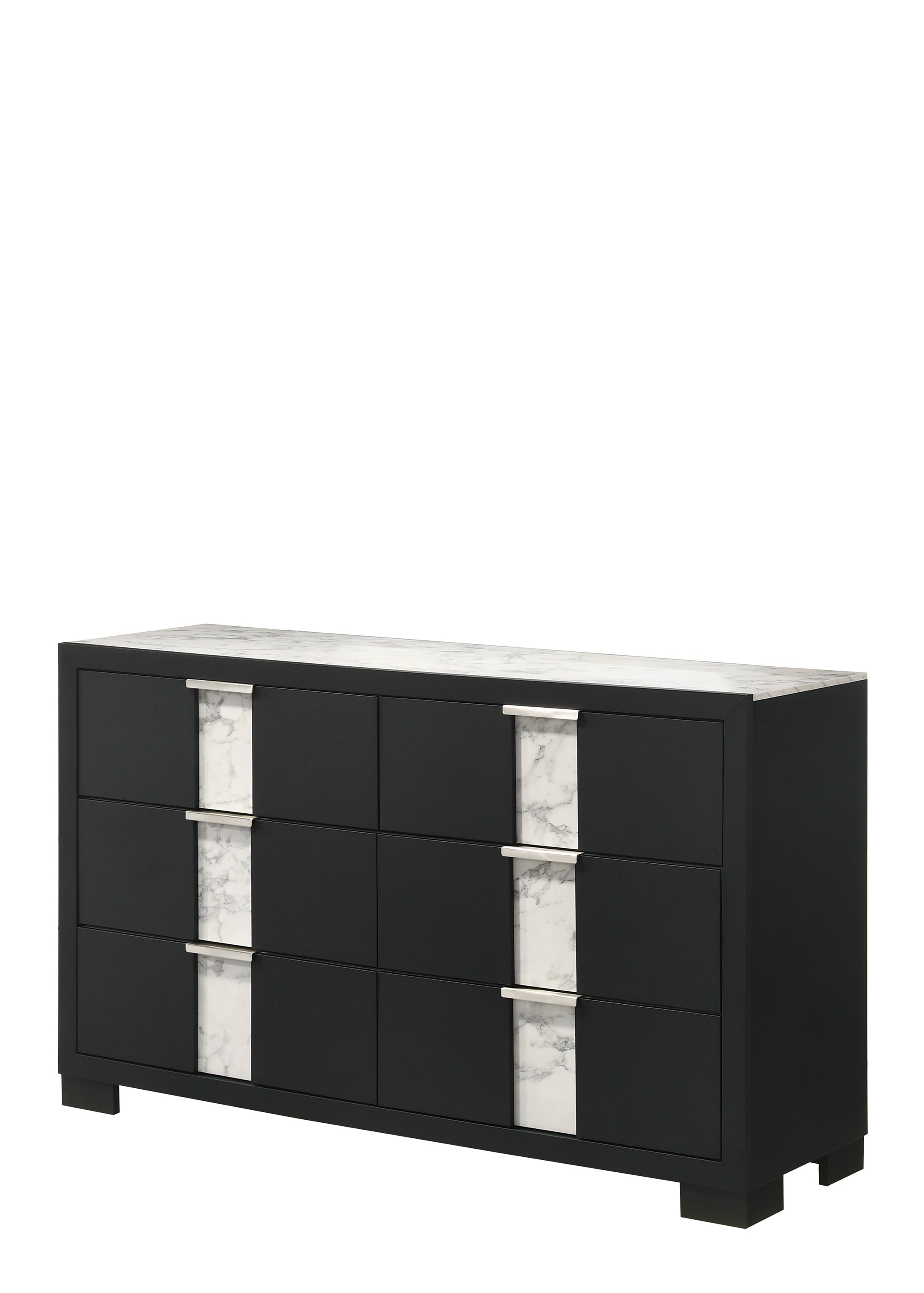 Contemporary 6-Drawer Dresser | Black White Bedroom Furniture