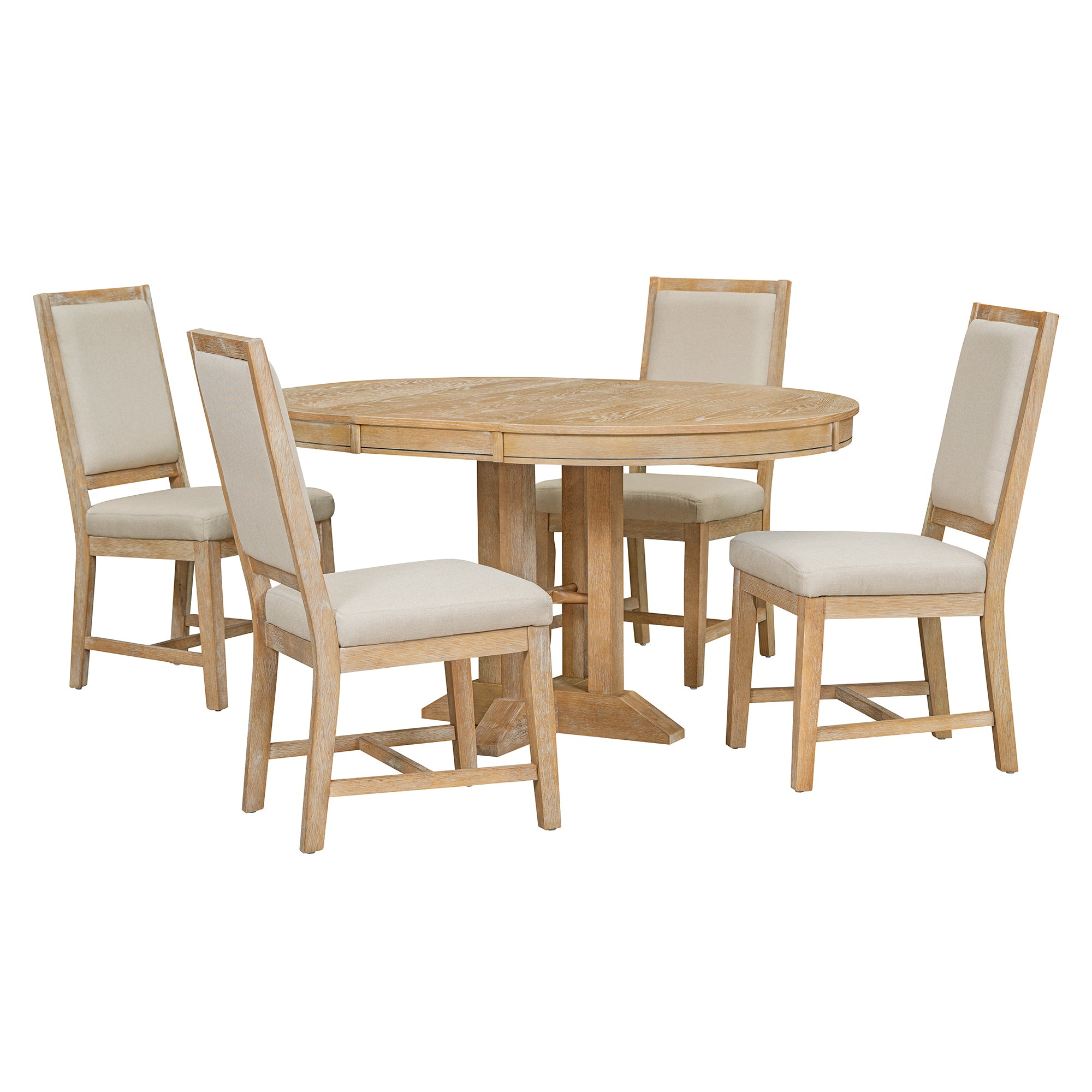 5-Piece Round Dining Set w/ 4 Chairs