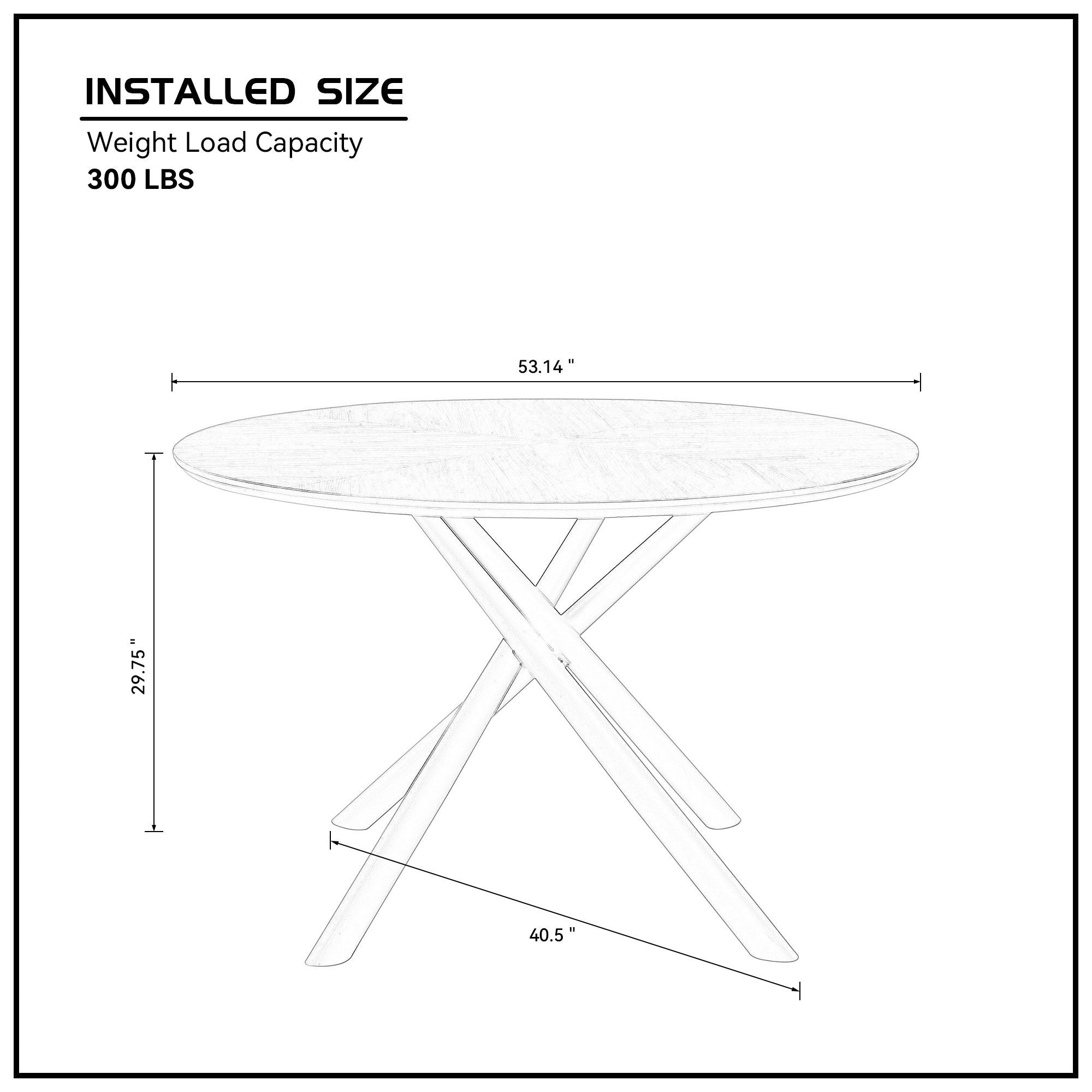 53.14" Round MDF Coffee Table End Table Short Leisure Tea Table Cross Legs Metal Base, Easy To Assemble, Black