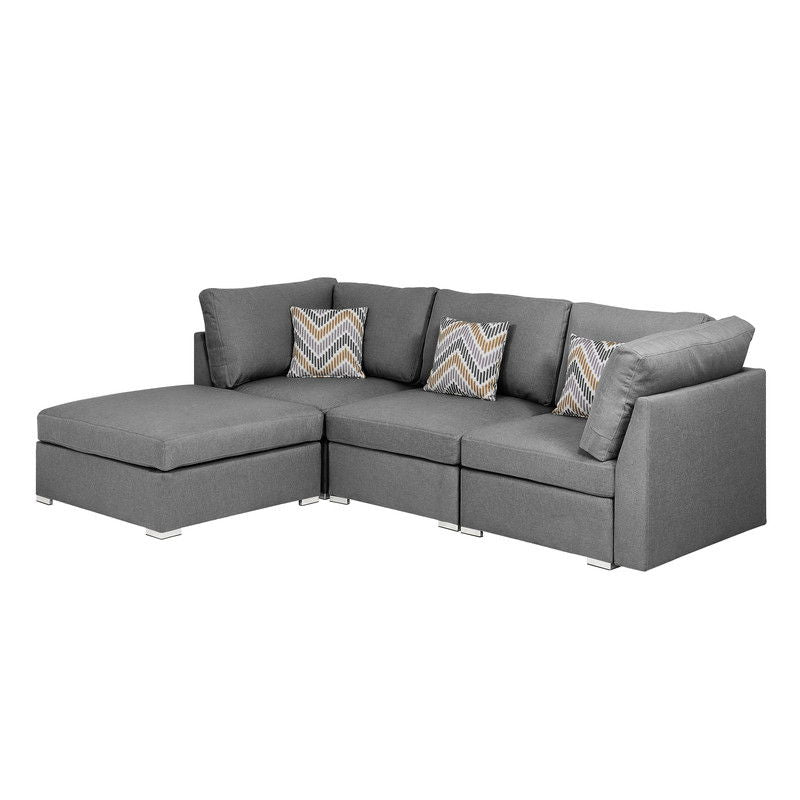 Amira - Fabric Sofa With Ottoman And Pillows