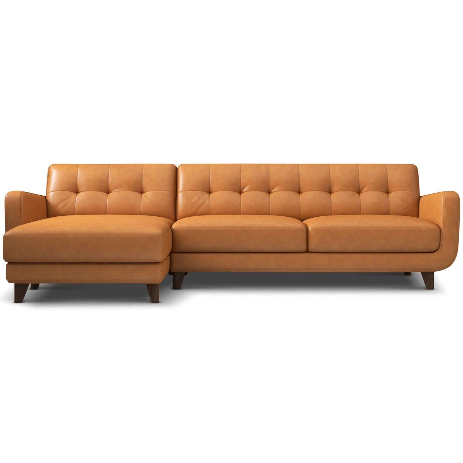 Allison - Leather Sectional Sofa Chaise - Tan