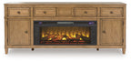 Sharlance - 81" TV Stand With Electric Infrared Fireplace Insert - Light Brown