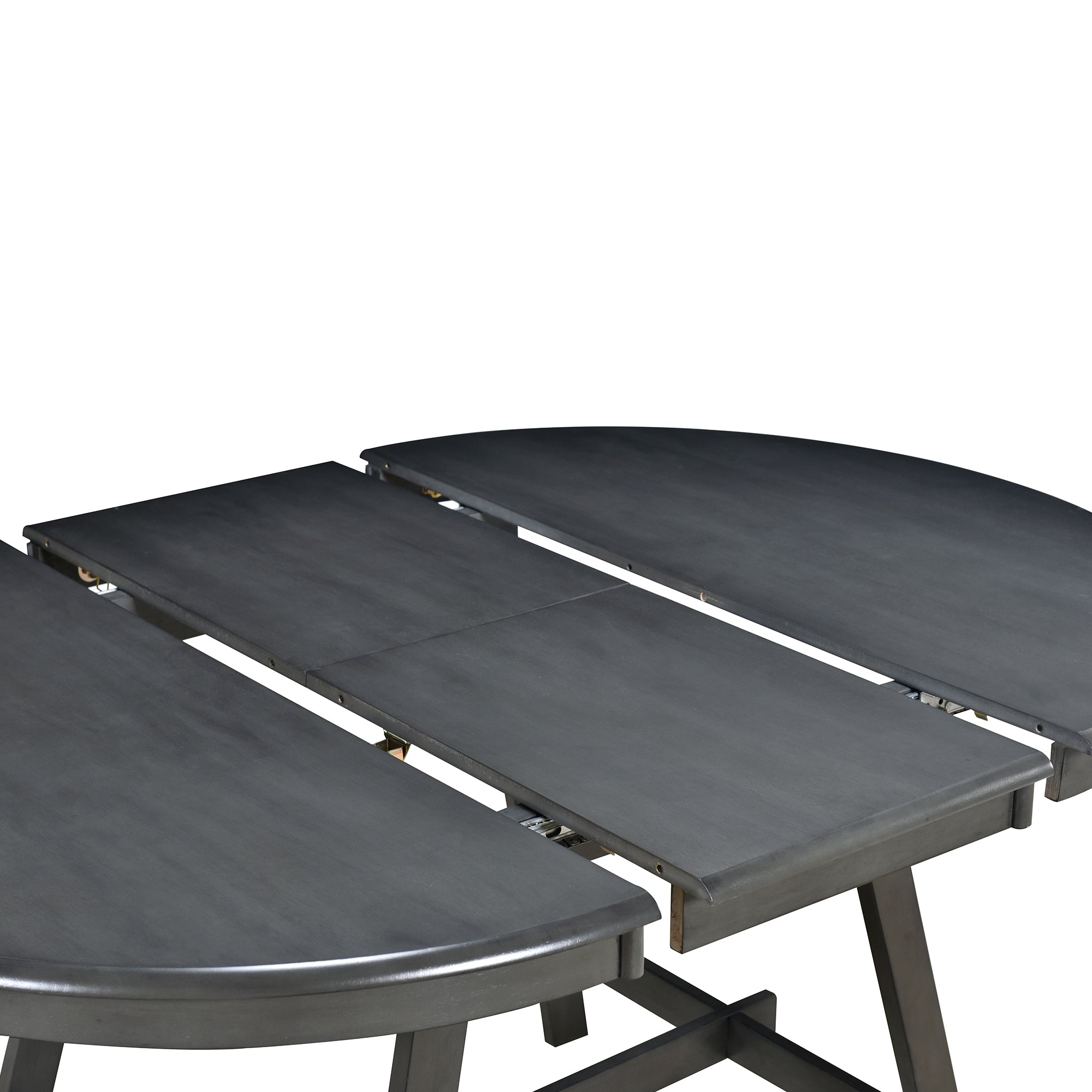 5-Piece Round Extendable Dining Table Set (Gray)