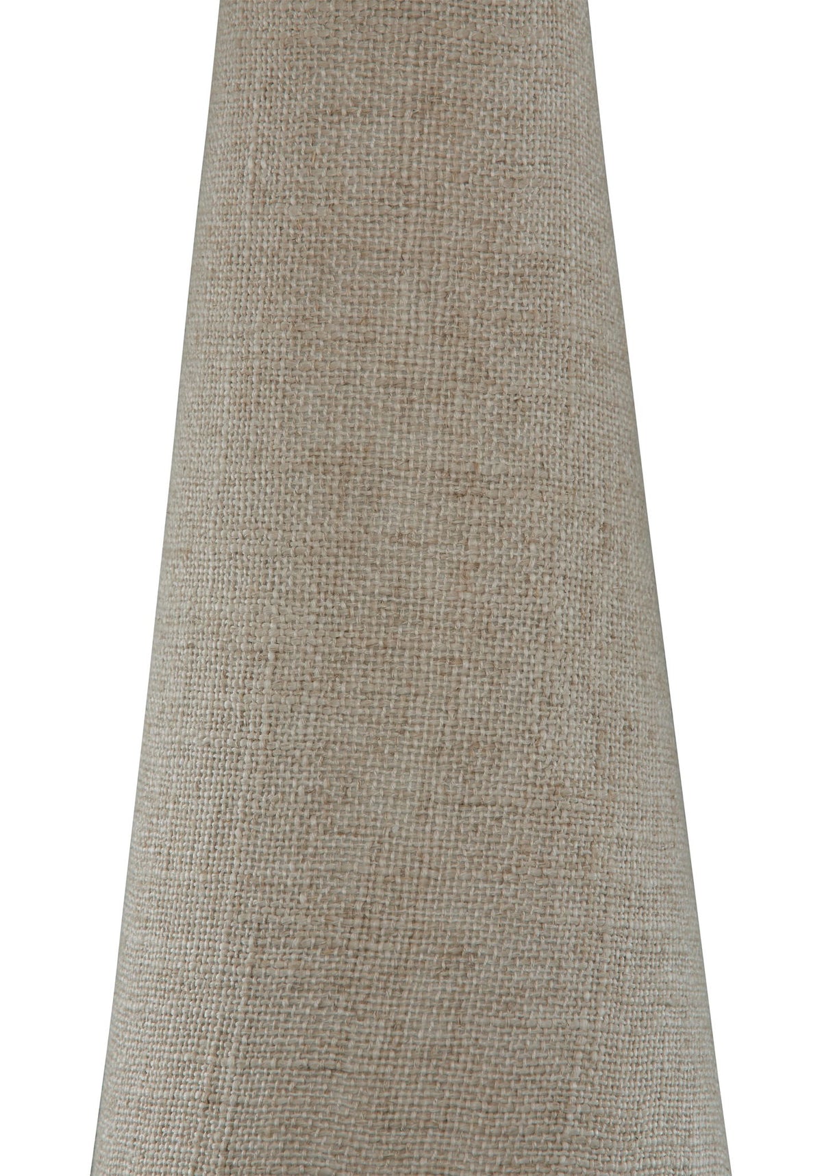 Close-up of beige fabric lampshade texture with wood-toned inner trim