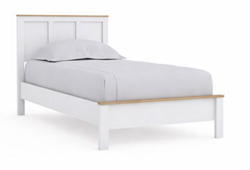White panel bed frame with headboard and footboard, single bed