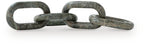 Green marble-look chain link sculpture with three-link staggered interlock
