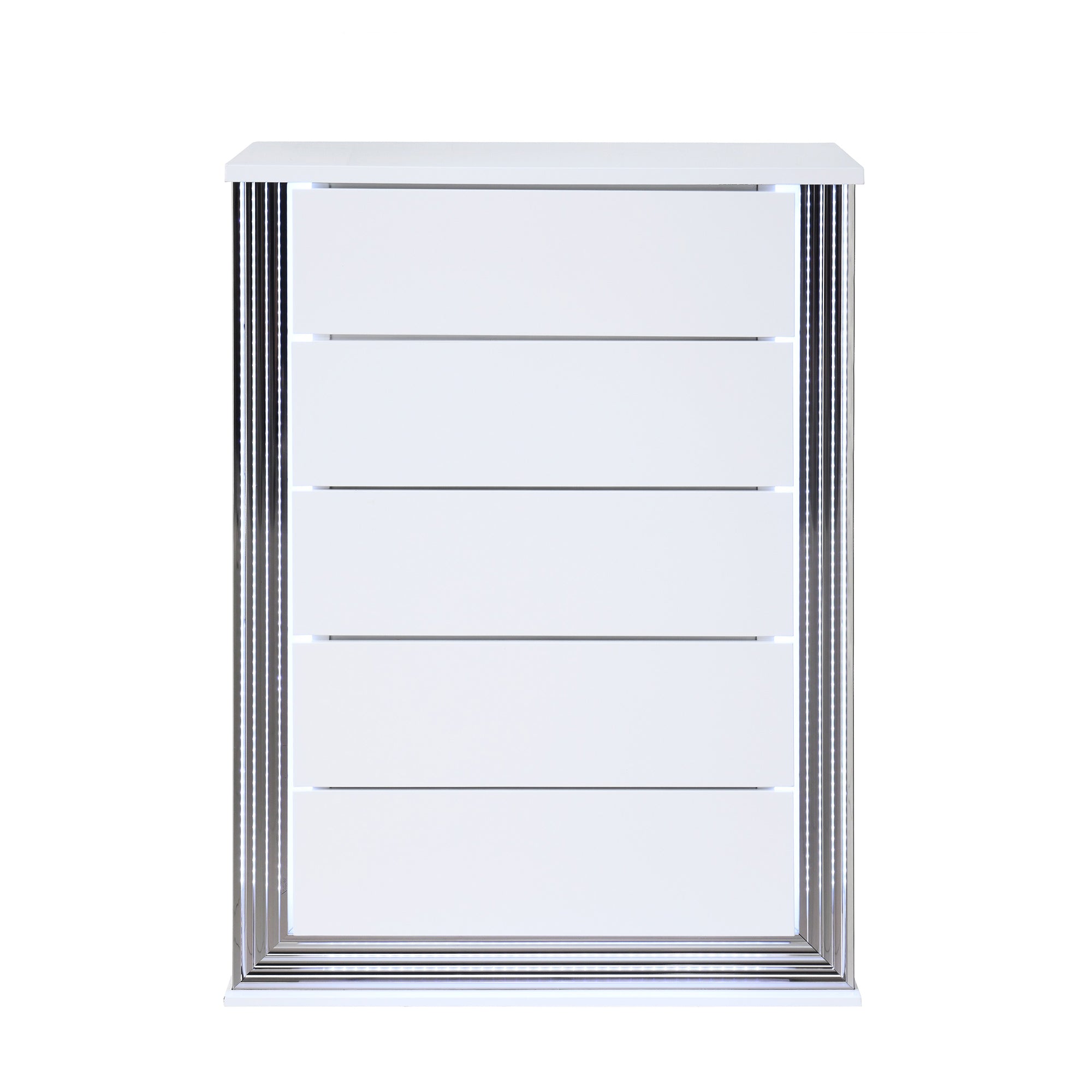 MOON Deco-Modern White Chest with LED Lighting - Solid Wood