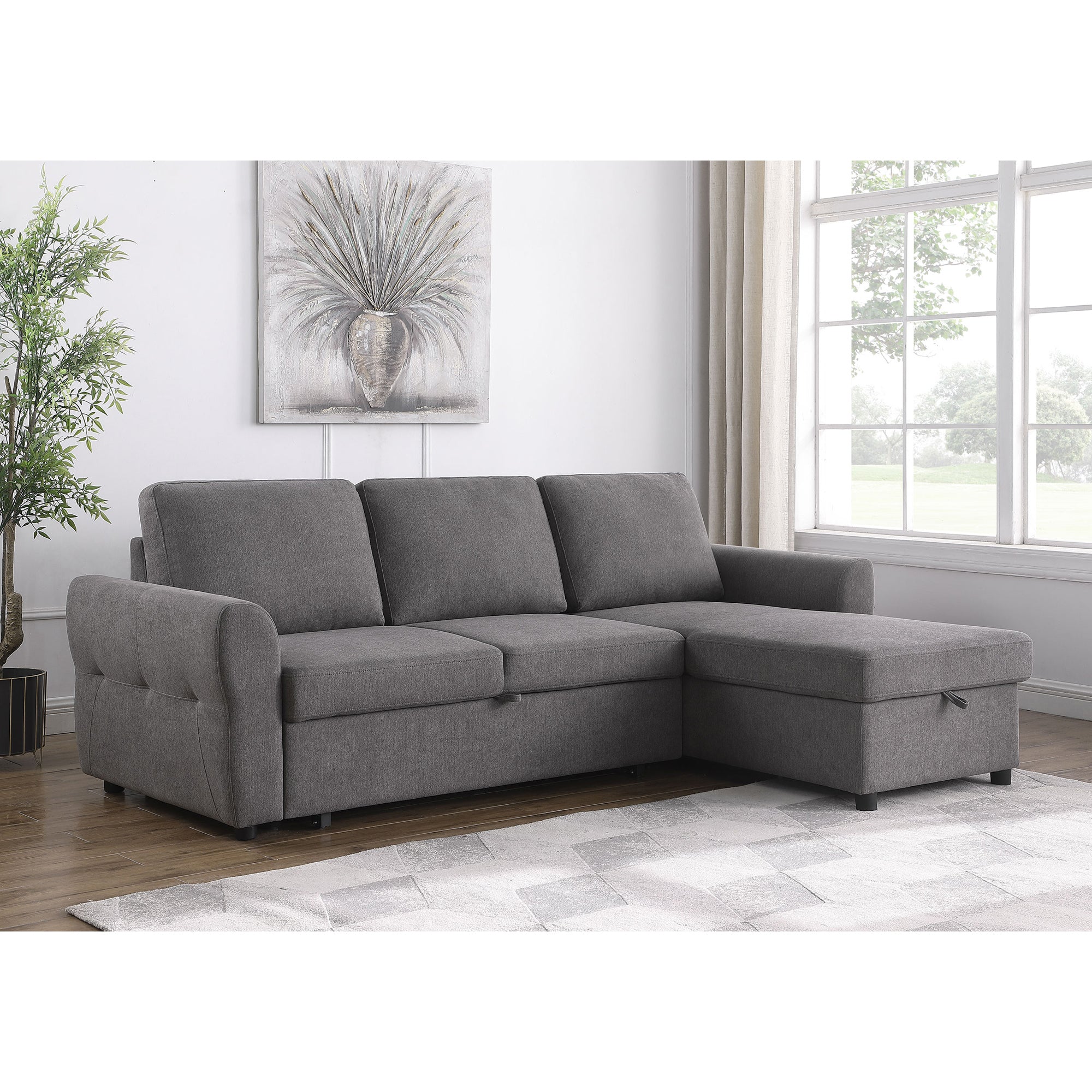 Kenna Grey Sleeper Sofa Sectional with Storage