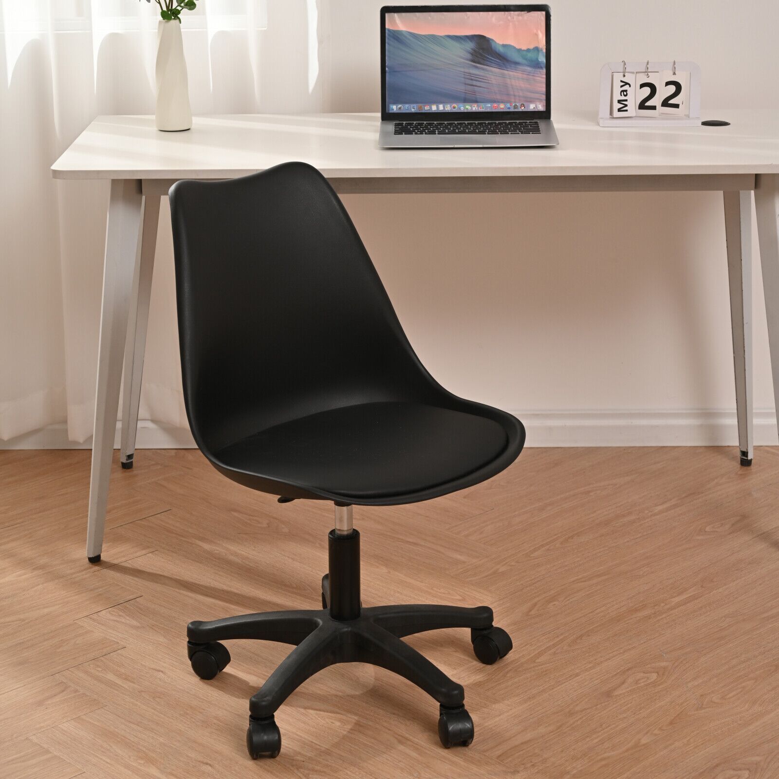 Black PP Adjustable Height Office Chair w/ Wheels