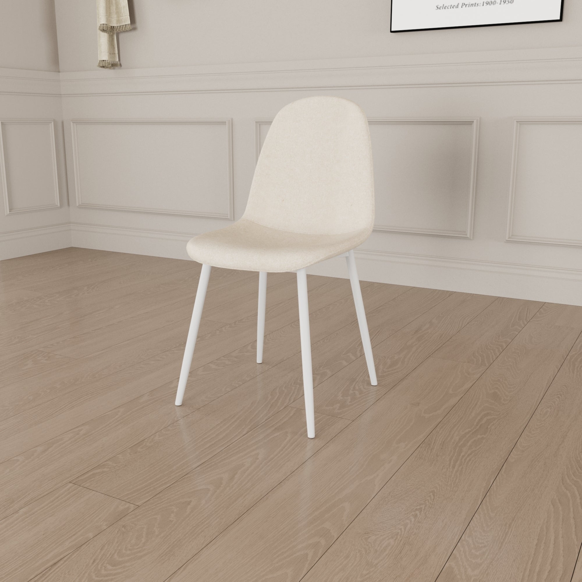 Modern Cream Dining Table & 4 Chairs Set - 63"