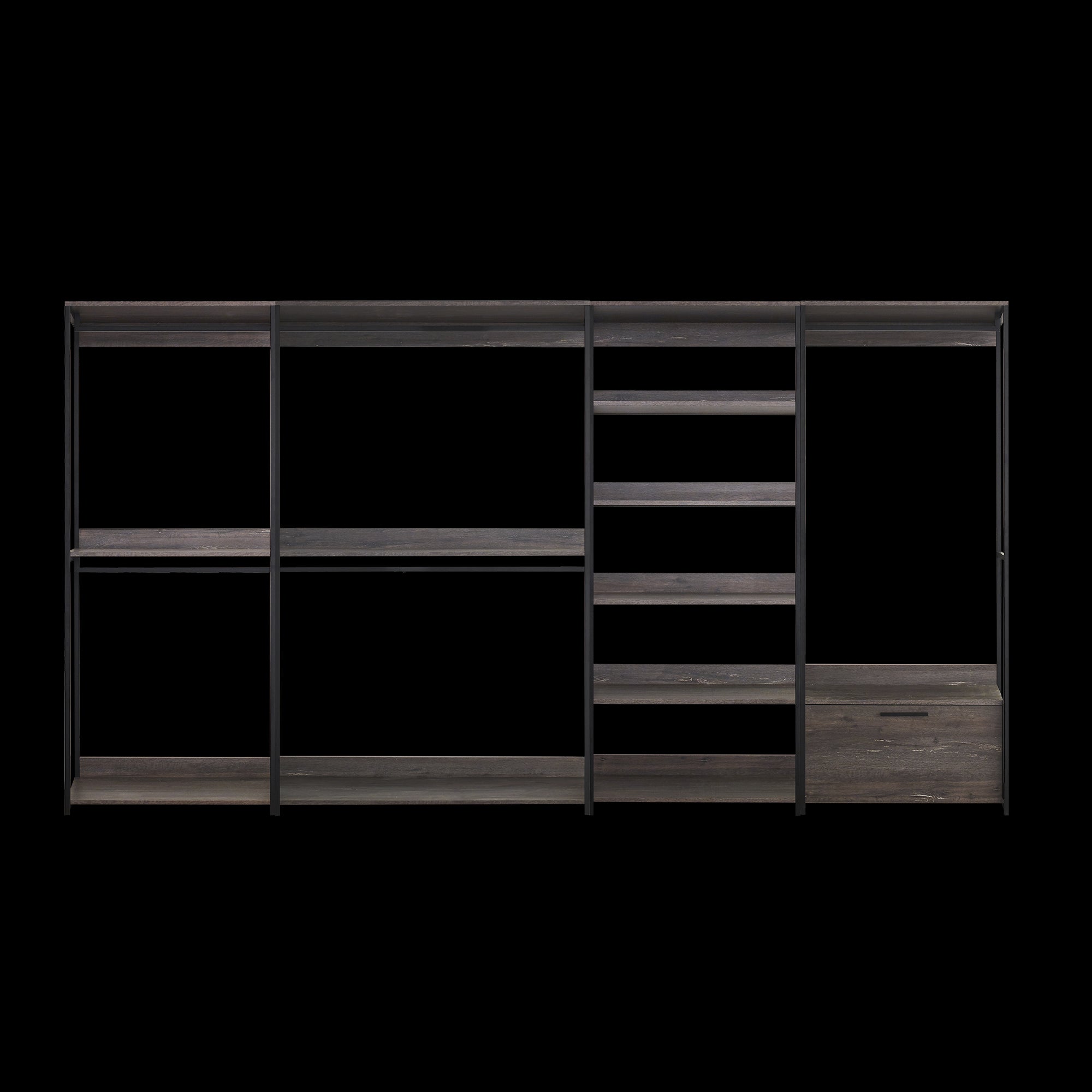 Monica Wood Walk-in Closet System Rustic Melamine 143 Inch