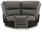 5Z-Harrenhurst wedge anchor upholstered dark gray chair with padded arms and back.