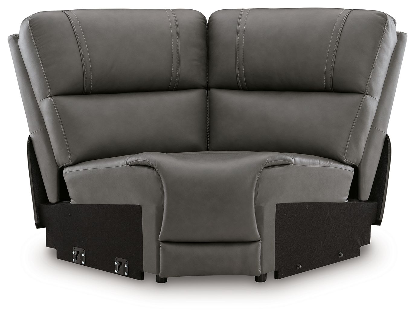 5Z-Harrenhurst wedge anchor upholstered dark gray chair with padded arms and back.